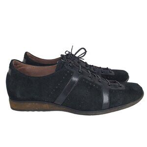 A. Testoni Bologna Italia Black Leather Wedge Oxford Women's 6